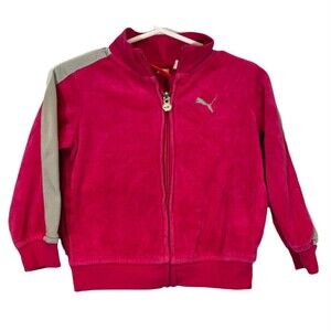 Puma Velour Girls Toddler Full Zip Jacket - Size 24 Months pink